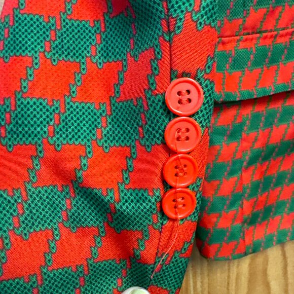 Dec. 25 Red Green Christmas Office Party Suit Coat Matching Tie Set Men's L - Picture 5 of 10